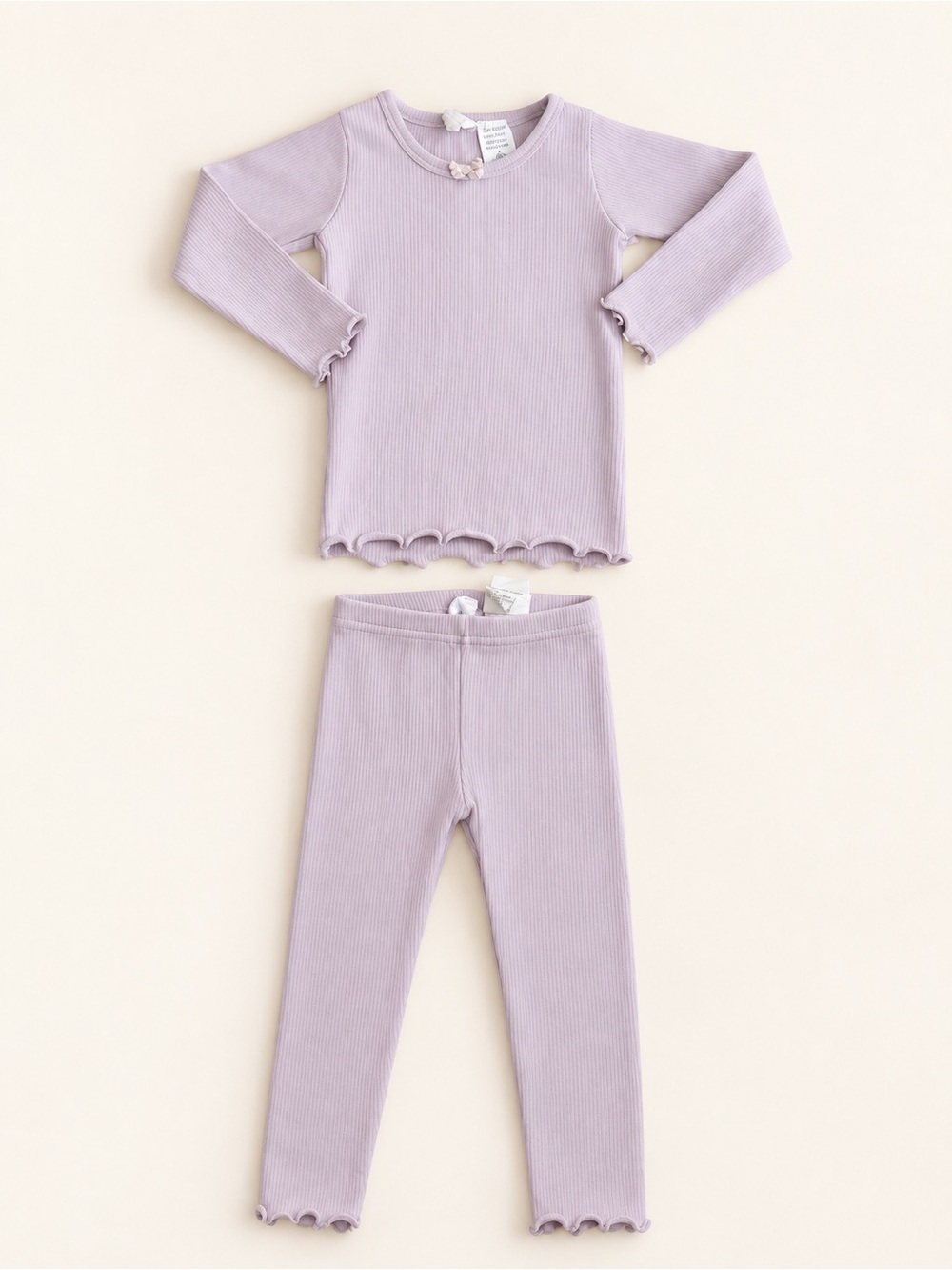 Kids Lavender Ribbed lounge Set - Soft Long Sleeve Top & Leggings